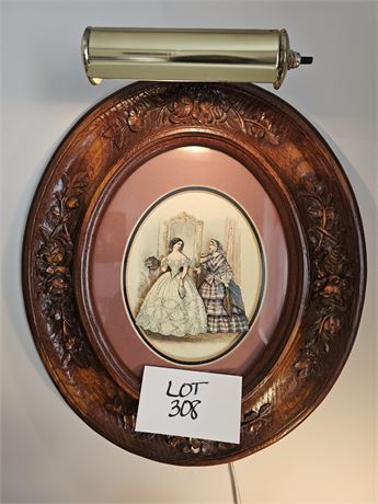 Vintage Framed LaMade Style French Fashion Victorian Raised Print