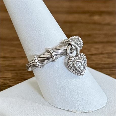 Judith Ripka Sterling Silver 925 w/ CZ Heart Ring - Size 9 - 6.36g