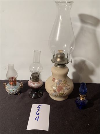 Kaadan Ltd Floral Oil Lamp Cobalt Blue Glass Mini Oil Lamp Marbled Rossini Lamps