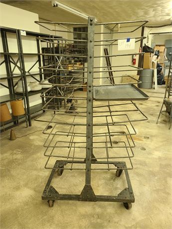 Industrial Grade Metal Tray Rack Unit on Wheels