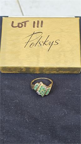 14K Ladies Emerald Cocktail Ring Sz 10 2.3 dwt