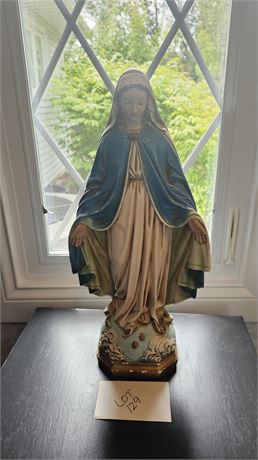 Vintage Our Lady Of Grace Chalkware Statue CS 113