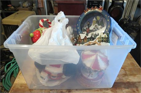 Tote of Christmas Decorations
