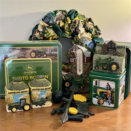 John Deere Collectibles - S&P, Tins, Thermometer, Weathervane Parts & More