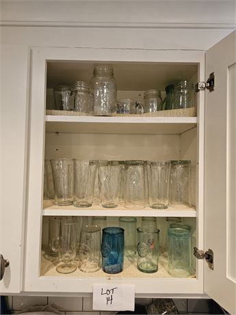 Cupboard Cleanout- Mixed Drinking Glasses, Canning Jars & More