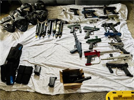 Large Paint Gun Lot with Guns