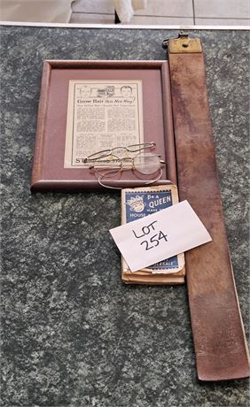 Mixed Vintage Lot – Razor Strap, Blue Ribbon Stamps, and More