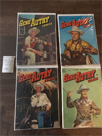 1940s/50s Dell Gene Autry Western/Cowboy Comic Book Lot of 4