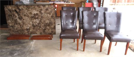 Marble Top Type Dining Table With 6 Chairs