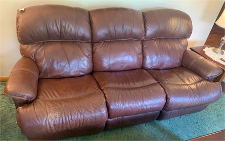 La-Z-Boy Brown Leather Double Recliner Couch