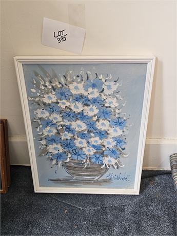 Signed Oil on Canvas Still Life - Flower Basket