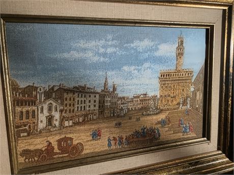 Framed Tapestry Wall Art The Palazzo Vecchio in Florence Italy Framed in Belguim