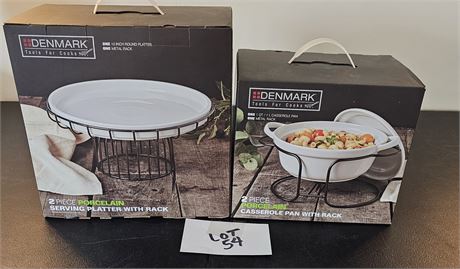 Denmark 10" Round Platter With Rack & 1qt Casserole Pan With Rack New In Box