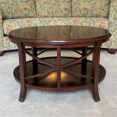 Bombay Company Round Wooden 2-Tier Coffee Table - 34 x 19.5"T