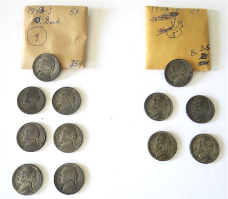 1943S, 1943P Nickels