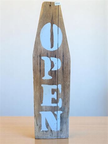 Vintage Wood Ironing Board "Open" Sign