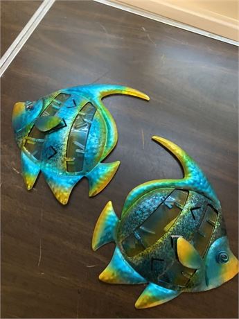 Tropical Glass and Metal Fish Wall Art - Set of 2