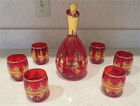 Vintage Italian Murano Glass Decanter Set