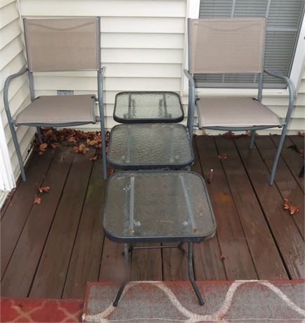 Patio Furniture: 2 Chairs, 3 Tables