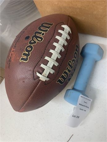The Duke Wilson NFL Football & Blue Dumbbell Hand Weight
