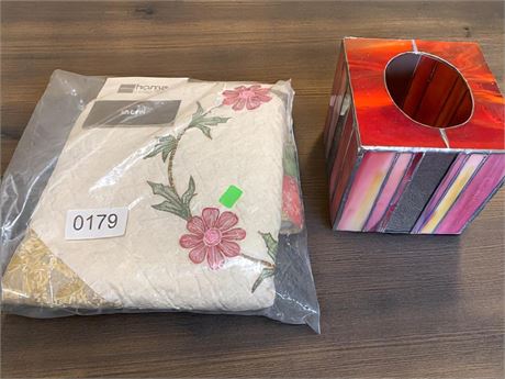 Stained/Slag Glass Tissue Box Cover & JC Penney Home Collection Pillow Sham