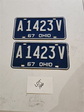 Vintage 1967 Ohio License Plate Set