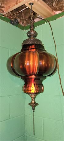 Amber Glass Hanging Swag Lamp