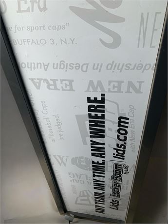 "New Era Cap Est.1920" and “Lids” Framed Store Advertising Signs
