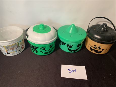 Vintage Mcdonald's Happy Meal Halloween Trick or Treat Buckets 1986 And 1993