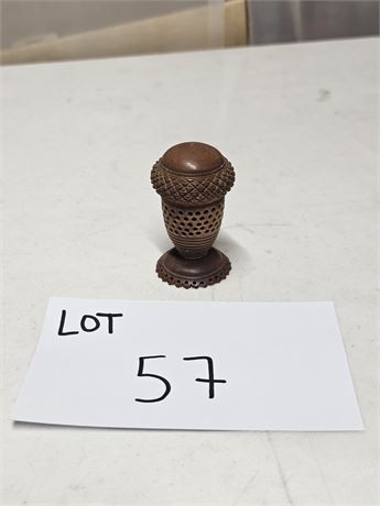 Vintage Hand Carved Conquilla Nut Sewing Container