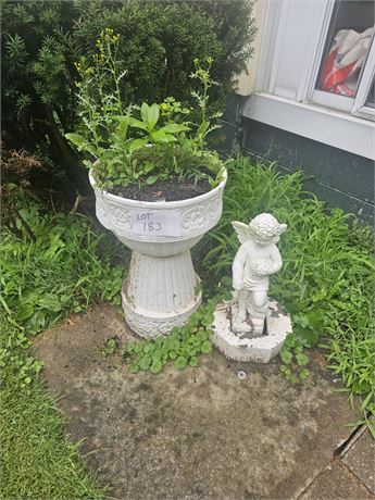 Concrete Planter & Concrete Angel