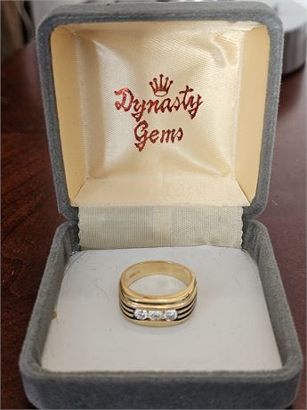 14K Gold Men's Banded & Diamond Ring
