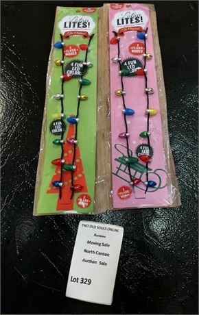 Lotsa Lites! Flashing Holiday Bulb Necklaces Lot of 2