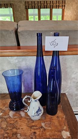 Cobalt Blue Wine Bottles, Delft Pottery Creamer & More