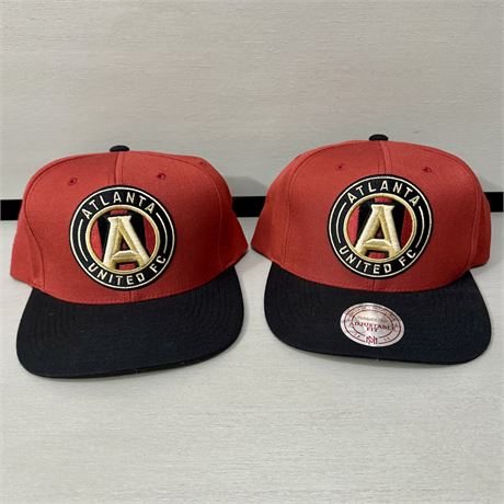 Pair of NEW Atlanta United FC Mitchell & Ness Adjustable Fit Hats