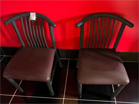 Vinyl Restaurant Pub or Diner Chair Set of 2 In Maroon & Black (Vintage)