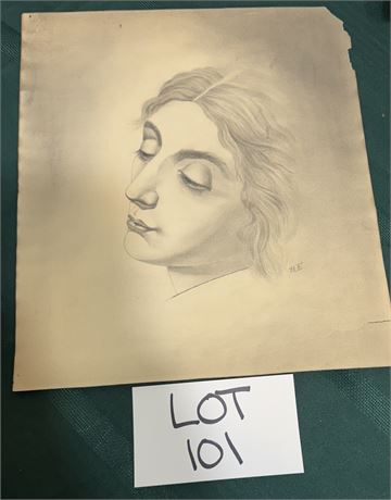 Original Pencil Art Sketch Signed BF 14” X 12” Unframed