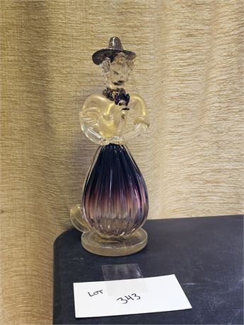 MCM Murano Gold Glass Venetian Purple & Gold Fleck Farmer's Wife Sculpture