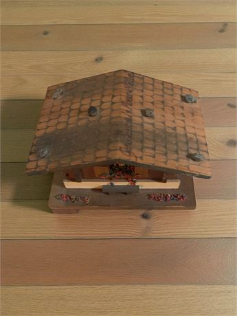 Vintage Wood Swiss Chalet Wind Up Music Box Plays The Folk Song Weggisserlied