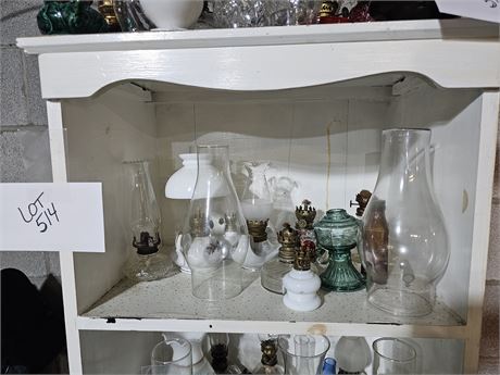 Mixed Oil Lamp Lot: Vintage / Glass Chimneys & More - Different Sizes & Makers