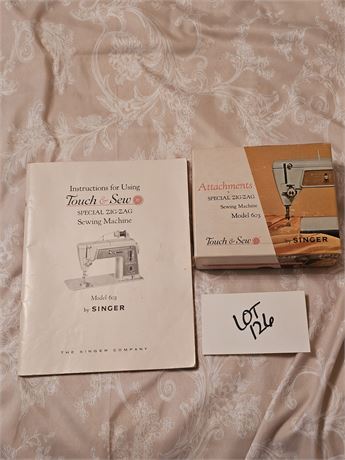 Singer Touch & Sew Zig Zag Sewing Machine Attachments Model 603