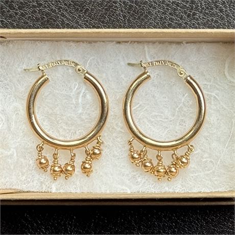14K Gold Hoop Earrings, Milor Italy - 2.45g