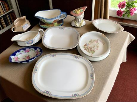 Vintage China Lot - Platers, Gravy Boats, Bowls & More