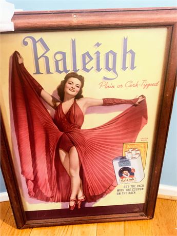 Framed Raleigh Cigarettes Advertisement Poster