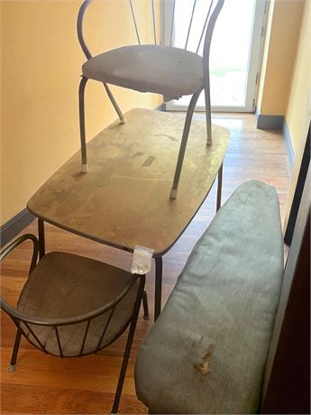 Vintage Childrens Table, Chairs & Ironing Board Toy Lot