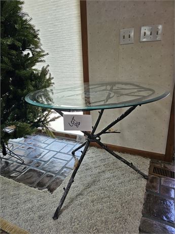 Metal & Beveled Glass Top - Tree Branch Theme Table