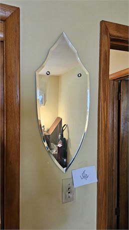 Antique Beveled Glass Sheild Wall Mirror