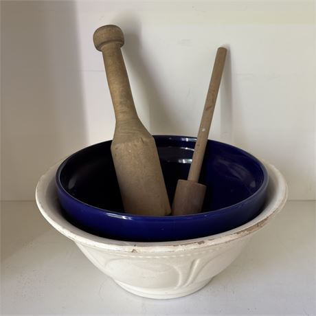 Old Stoneware Mixing Bowls and Primitives