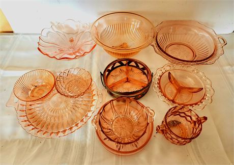 Assorted depression glass