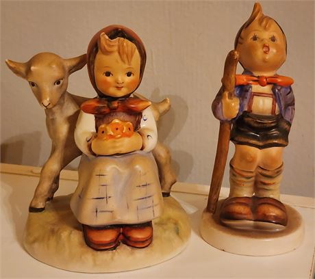 Goebel Hummel Figurines "Little Hiker" & "Girl w/ Lamb"